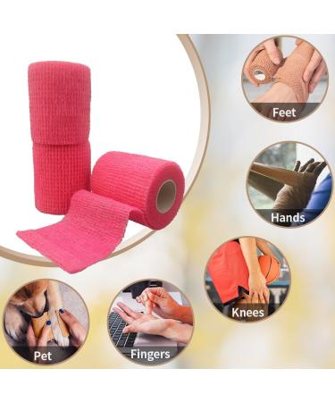 Self Adhesive Bandage Medical Tape - Elastic & Breathable First Aid Roll for Ankle Sprains 2x5 Yards 12 Pack (Rose Red) - Flexible Sports Use - Buy Online on GoSupps.com