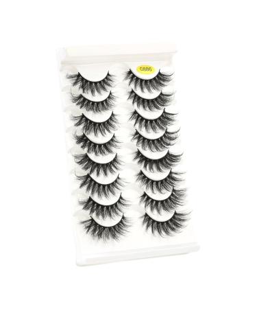 UAMOU 5/50 Boxes Russian Strip Lashes DD Curl Lashes 8 pairs 3D Mink Eyelashes Natural Fluffy False Eyelashes Extension Cheerfully (Color : 8Pairs G886 Size : 5 Boxes)