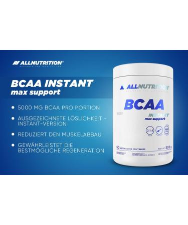 All-Nutrition BCAA Max Support Powder - High-Dose Amino Complex (Mango-Blackberry 500g) | Soluble BCAA Glutamine Leucine & Taurine for Optimal Performance - International Shipping Available - Buy Online on GoSupps.com
