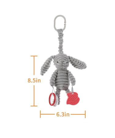 Apricot Lamb Baby Stroller Activity Toy with Gray Bunny Character - Rattle Sound & Soft Teether - 8.5 Inches - Buy Online on GoSupps.com