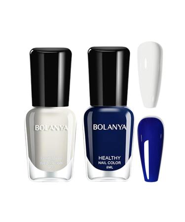 Nail Polish Set - Peel Off Nail Varnish Sapphire Blue & White Color Nail Polishes Non Toxic with Water Based Formula Gel Nail Polish No Need Cure for Teens Girls Women Kids Set: B117 +B118