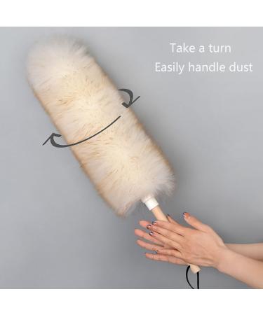 FCSHFC Lambswool Dusters for Cleaning with Solid Wooden Handle Anti-Static Reusable Feather Duster Dust Cleaner for Fan Blinds Furniture Cars(40cm) 40cm White - Buy Online on GoSupps.com