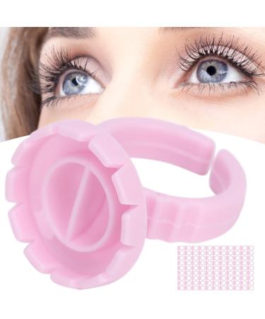100pcs Disposable Eyelash Glue Ring Cup - Perfect for Volume Fan Extensions | Professional Lashing Supplies Kit - Pink - Buy Online on GoSupps.com