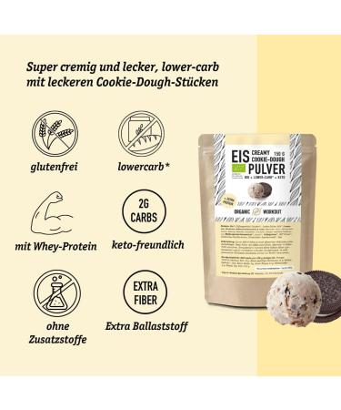 Lower-Carb Cookie Dough Ice Cream Mix - Keto Gluten-Free Organic | 2.5g Usable Carbs | No Sugar Additives - 150g - Buy Online on GoSupps.com