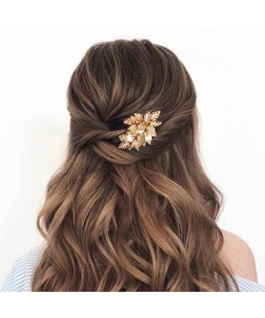 Casdre Leaf Hair Clip - Gold Crystal Bridal Hair Piece for Women & Girls - Buy Online on GoSupps.com