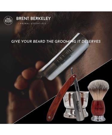 Brent Berkeley Men's Classic Open Razor Barber Set | Shaving Brush & Shell | Durable Skin Irritation Reducing Gift Set in Brown - Buy Online on GoSupps.com