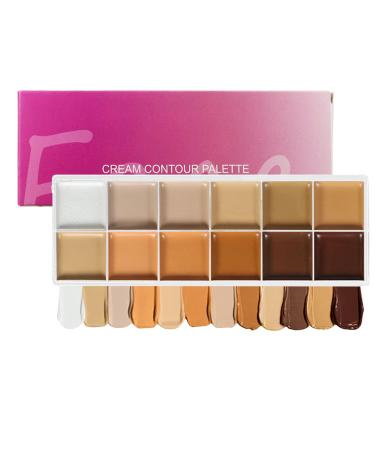 Color Correcting Palette 12 Shades Cream Foundation Complexion & Dark Circle Concealer for Mature Women for Travel Wedding Evening Office Date