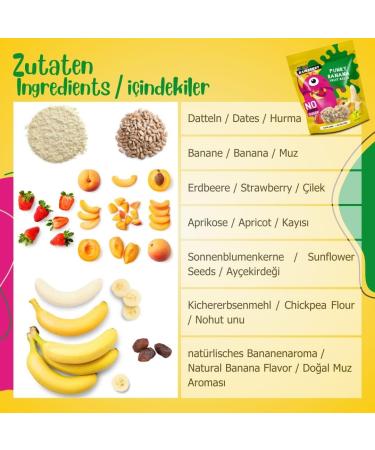 RAWBERRY Kids Banana Balls - No Added Sugar Gluten Free & Vegan Snack (8 x 50g) - Healthy Crunchy Treat for Kids  - Buy Online on GoSupps.com