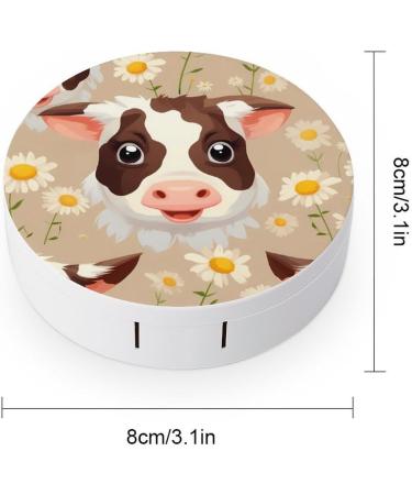 Cute Cows Daisy Flowers Contact Lens Case with Mirror | Portable Eye Lens Box Travel Kit - Buy Online on GoSupps.com