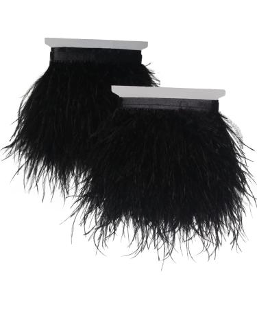 2 Yards Black Ostrich Feathers Fringe Trim Ribbon for Sewing & Crafts - 3-4 inch Width - Buy Online on GoSupps.com