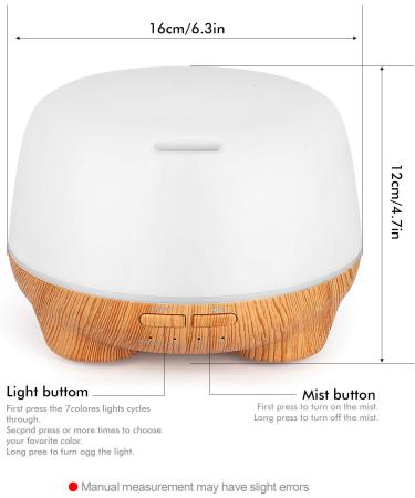 SK Depot Essential Oil Diffuser 500ml Ultrasound Aromatherapy Diffusers Remote Control Air Quiet Diffuser Aroma Diffusers Humidifier 7 Colors of Lights and for Bedroom Yoga Spa (Light Wood) - Buy Online on GoSupps.com