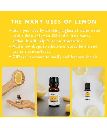 Lemon Essential Oil 30mL by Revive Essential Oils - 100% Pure Therapeutic Grade for Diffuser Humidifier Massage Aromatherapy Skin & Hair Care Lemon 1 Fl Oz (Pack of 1) - Buy Online on GoSupps.com