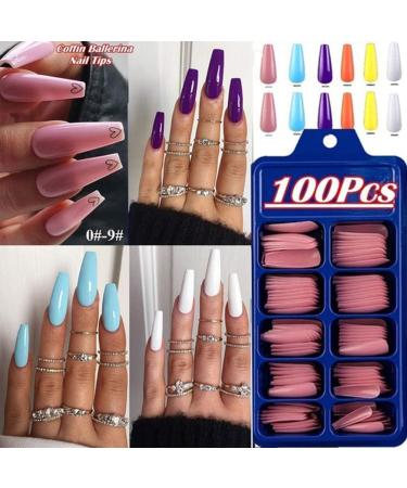 Buy STTOCE Acrylic Coffin Nail Tips - 10 Sizes Long Ballerina False Nails for DIY Nail Art & Salons - Buy Online on GoSupps.com