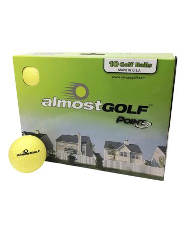 Best practice golf balls on the planet. Perfect for golf training. Solid contact for great feedback. Limited flight for backyard use. Safe for indoors. by AlmostGolf (10 Pack Yellow with 5 Tees)