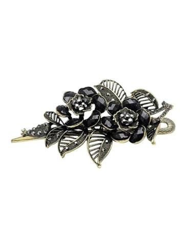 AKOAK Vintage Black Rose Flower Style Rhinestone Hair Clip Retro Hairpin Hair Accessories for Women Girls