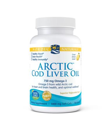 Nordic Naturals Arctic Cod Liver Oil Lemon 1000 mg 90 Soft Gels