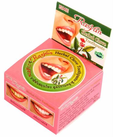 1 Pc. of Ras Yan Herbal Clove Concentrated Toothpaste in Round Box 25 Gram. Original from Thailand.
