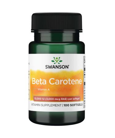Swanson Beta Carotene (beta-carotene) 10000 IU 3000mcg high dose 100 soft capsules laboratory tested gluten-free non-GMO