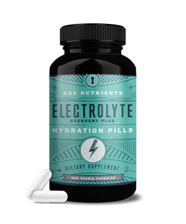 Electrolyte Salt Tablets - Keto Electrolytes Replacement Pills - 200 Capsules for Rehydration, Exercise, Hiking Essentials, Sports Recovery - Gluten-Free Sodium, Potassium, Magnesium Supplement