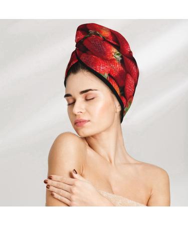 Hair Towel Wrap - Quick-Dry Towel Turban with Button - Strawberry Red Hair Drying Towel - Buy Online on GoSupps.com