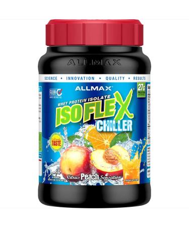 ALLMAX Nutrition Isoflex Chiller 100% Ultra-Pure Whey Protein Isolate (WPI Ion-Charged Particle Filtration) Citrus Peach Sensation 2 lbs (907 g) - Buy Online on GoSupps.com