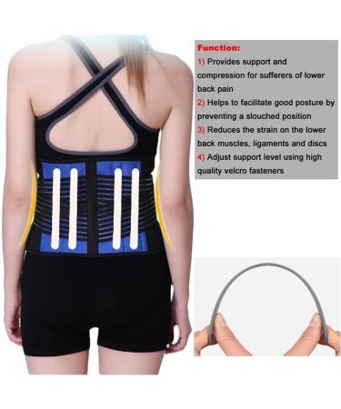 Plus Size Lower Back Brace - S-6XL Lumbar Support Belt for Waist Pain Relief | Unisex Decompression Band for Herniated Disc Sciatica & Scoliosis - Small Blue - Buy Online on GoSupps.com