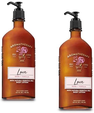 BATH AND BODY WORKS Aromatherapy LOVE - ROSE & VANILLA Lot of 2 Body Lotion - Full Size