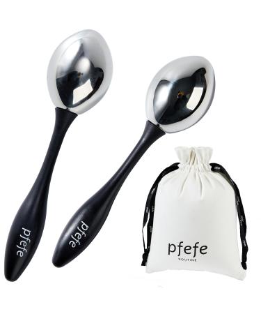 Pfefe Ice Globes for Face & Eyes Unbreakable Stainless Steel Cryo Sticks for Beauty Routines Facials Cold Roller Cooling Globes for Puffiness Wrinkles Dark Circles Headaches Silver