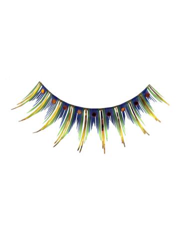 Eulenspiegel 001400 - Artificial eyelashes green/yellow metallic for carnival theme party - Buy Online on GoSupps.com