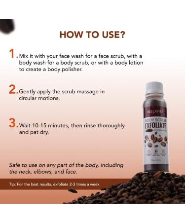 Bel la Vita Organic Exfoliate Coffee Scrub For Face & Body Blackhead Remover De Tan Removal Ayurveda Dirt Removal From Neck Knees Elbows Arms 75 G (Pack Of 1) - Buy Online on GoSupps.com