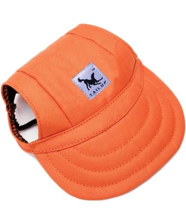 Urfeda Adjustable Dog Baseball Cap | Sun Protection Hat for Pets | Summer Travel Hat with Ear Holes & Chin Strap - Orange/M - Buy Online on GoSupps.com