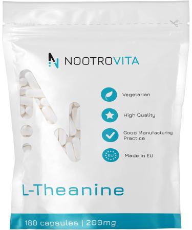 Nootrovita L-Theanine 200 mg 180 capsules for relaxation stress relief sleep and concentration | Vegan L-theanine with no artificial fillers | Allergen-free | Nootrovita