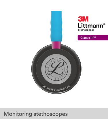 3M Littmann Classic III Stethoscope - Smoke Chestpiece, Turquoise Tube, Pink Stem - 27 inch with Standard Chestpiece - 5872 - Buy Online on GoSupps.com