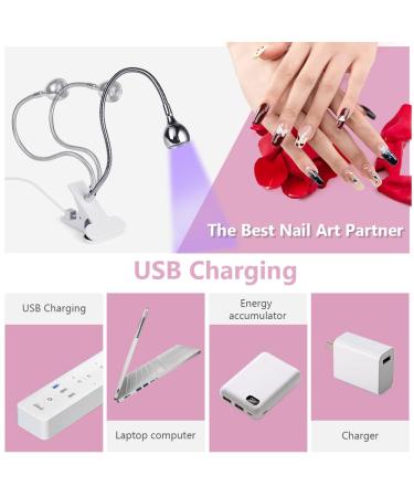 Lophe UV Lamp for Gel Nails - Flexible Swan Neck LED Nail Dryer Mini Rotatable Design Safety Clip Compatible with All Gel Nail Polish - Silver - Buy Online on GoSupps.com
