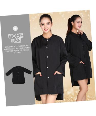 VINTORKY Beauty and Hairdressing Work Clothes Barber Smocks Hair Cutting Coat Haircut Cape Fiber Black - Buy Online on GoSupps.com