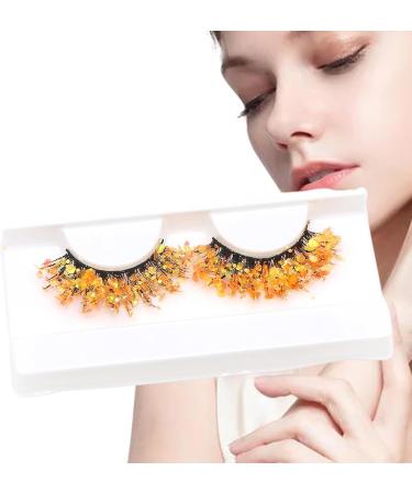 Glitter Lashes - Sparkly 3D Orange Lashes Shiny Dramatic Decorative Eye Strip Lashes | False Eyelashes flufy Wispy Curly Waterproof Sticker Eyelashes | Lashes for Holiday Eye Makeup Cosplay Q-05 - Buy Online on GoSupps.com
