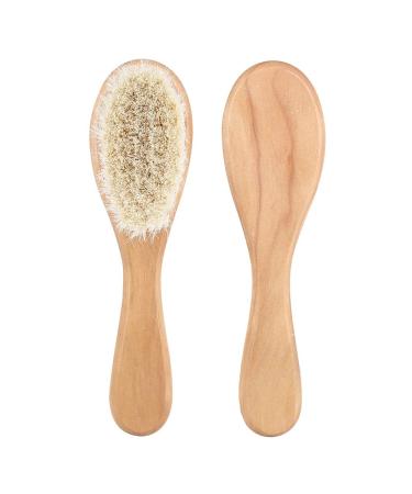 Soft Natural Goat Baby Hair Brush and Infant Head Massage Comb with Wooden Handle - Buy Online on GoSupps.com