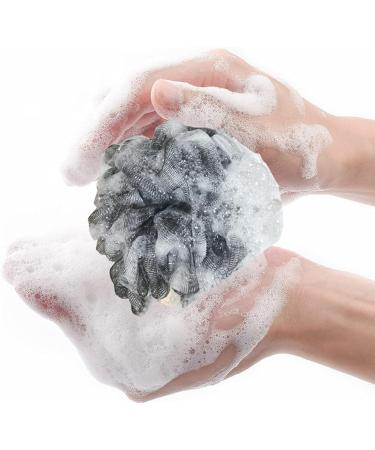 Arswin Shower Sponge Loofah Back Scrubber with Wooden Handle - PE Soft Mesh Body Scrubber for Women & Kids - Black - Buy Online on GoSupps.com