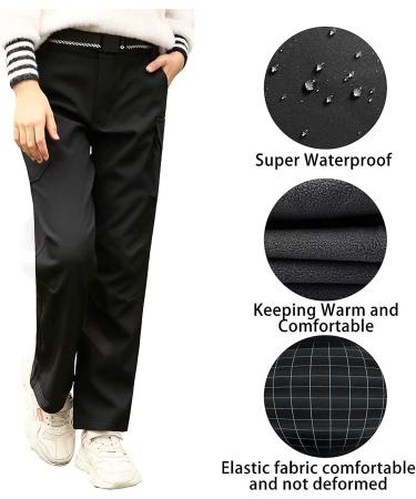 Anyanmoutn Kids Waterproof Softshell Fleece Hiking Pants - Black, Size 14-16 Years - Buy Online on GoSupps.com