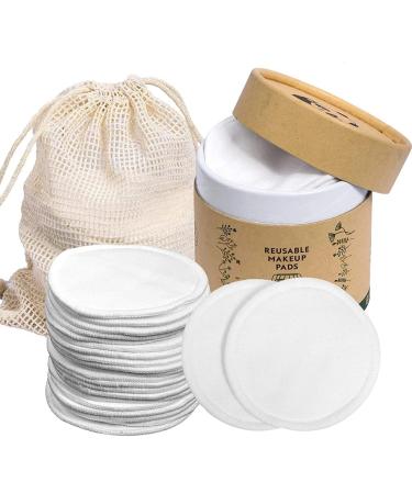 Daob 20 pieces of reusable slowdown pads bamboo pads with laundry bag reusable slowdown bamboo bamboo washed cotton rounds with cotton washers and round box for storage