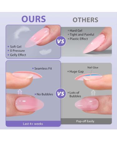 BTArtbox XCOATTIPS Short Almond Press On Nails - Natural Pink Gel False Nails Soak Off Acrylic Extensions for DIY Nail Art & Halloween Gifts - Buy Online on GoSupps.com