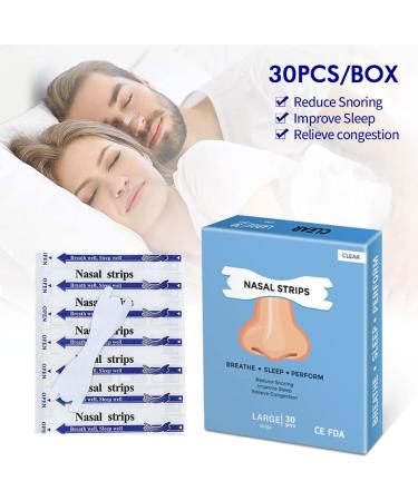 Transparent Anti-Snore Nasal Strips 30pcs - Instant Congestion Relief, Reduce Snoring - Large Size 66x19mm - Buy Online on GoSupps.com