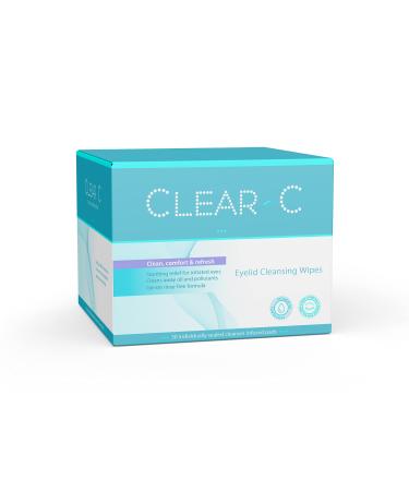 Clear C Eye Lids Pre Moistened Cleaning Wipes for Dry Eyes  Red Eye Irritation - Rinse Free Eye Cleansing Wipes - 30 Count  Pack of 1 Individually Wrapped Travel Wipes 30 Count (Pack of 1)