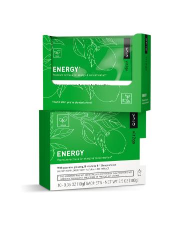 Energy Powder with Magnesium Zinc and B Vitamins | Contains 124mg of natural caffeine from ginseng and guarana | Perfect for naturally enhancing physical performance 10 Sachets 10 Servings (Pack of 10)