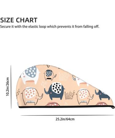 Cute Ink Drawn Elephants Microfiber Hair Towel | Super Absorbent Quick Dry Wrap for Women | Ideal for Long Curly & Thick Hair - Buy Online on GoSupps.com