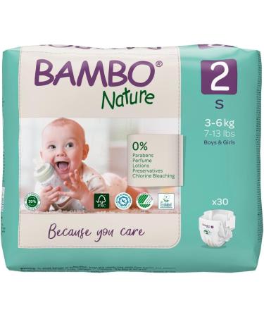 Bambo Nature Premium Eco Nappies - Size 2 (7-13lb/3-6kg) 30PK | Enhanced Leakage Protection | Sustainable & Comfortable - Buy Online on GoSupps.com