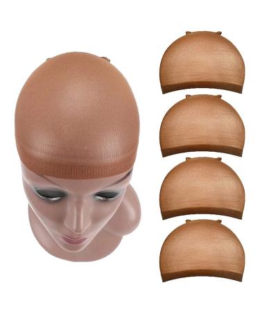 Wig Caps for Women Dark Brown Wig Caps for Lace Front Wigs 4 PCS One Size Dark Brown