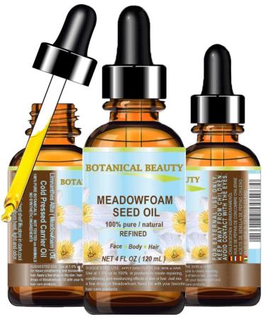 Botanical Beauty MEADOWFOAM SEED OIL 100% Pure Natural Refined Undiluted for Face Body Hair Nails 4 Fl.oz.- 120 ml