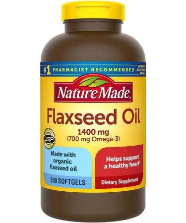Nature Made Organic Flaxseed Oil 1400mg Omega-3 700mg Softgels - 300 Count - Buy Online on GoSupps.com