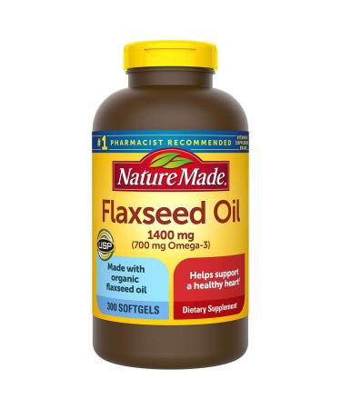 Nature Made Organic Flaxseed Oil 1400 mg Omega-3 700 mg 300 Softgels